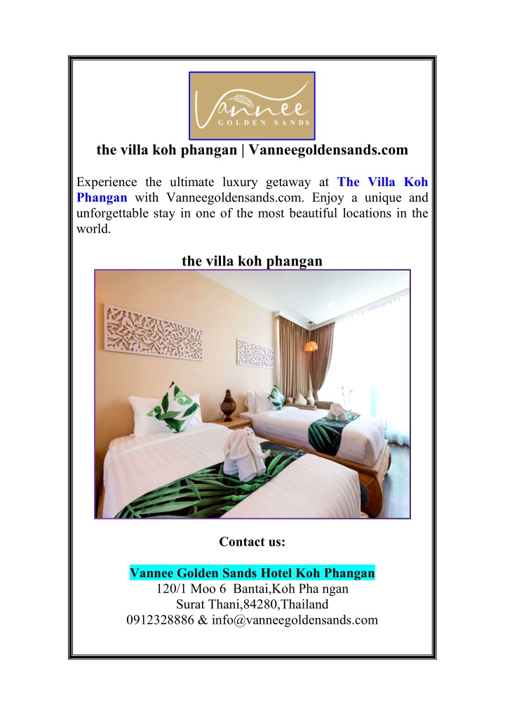 the villa koh phangan vanneegoldensands com n.w