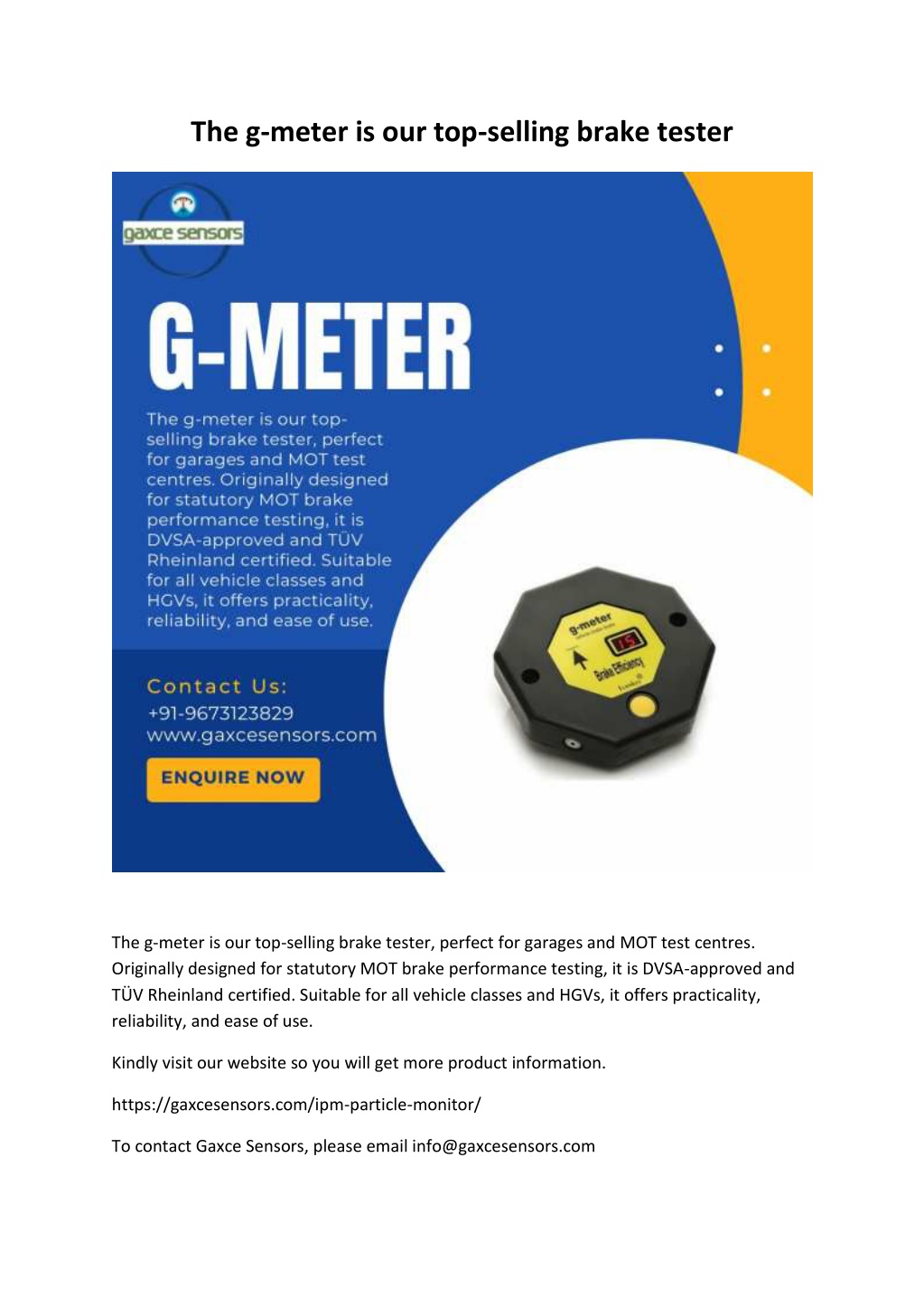 the g meter is our top selling brake tester l.w