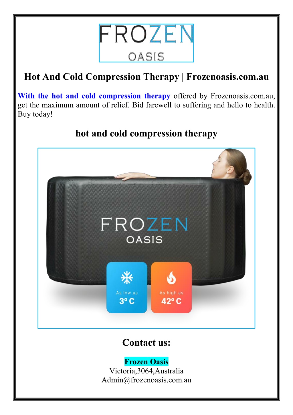 hot and cold compression therapy frozenoasis l.w