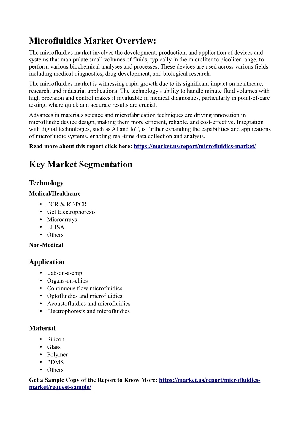 microfluidics market overview l.w