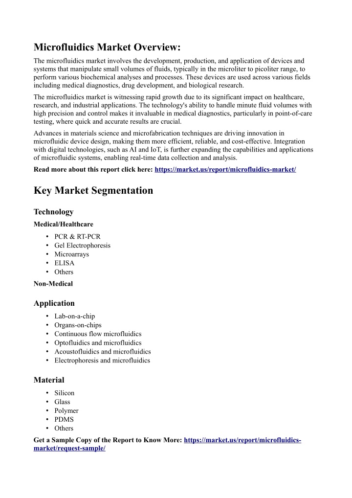 microfluidics market overview n.w