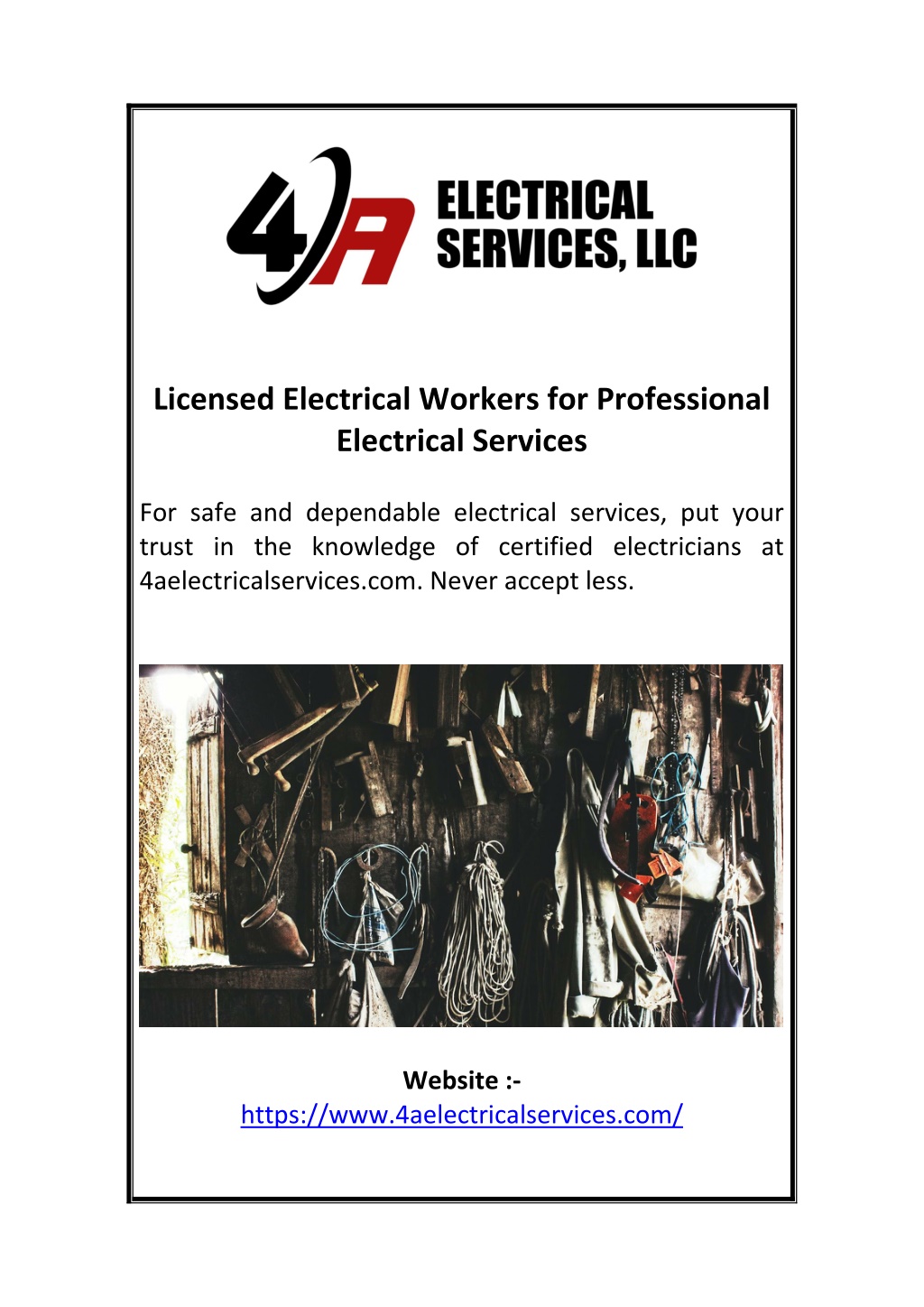 licensed electrical workers for professional l.w