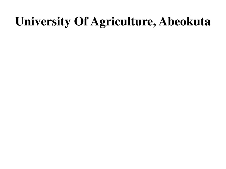Biotechnology in Agriculture at University of Abeokuta