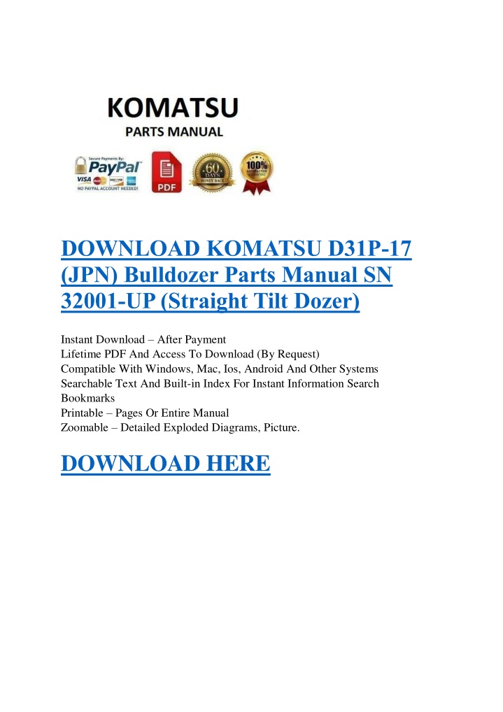 download komatsu d31p 17 jpn bulldozer parts n.w