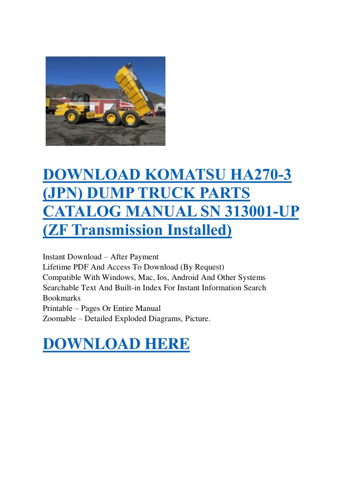 download komatsu ha270 3 jpn dump truck parts n.w