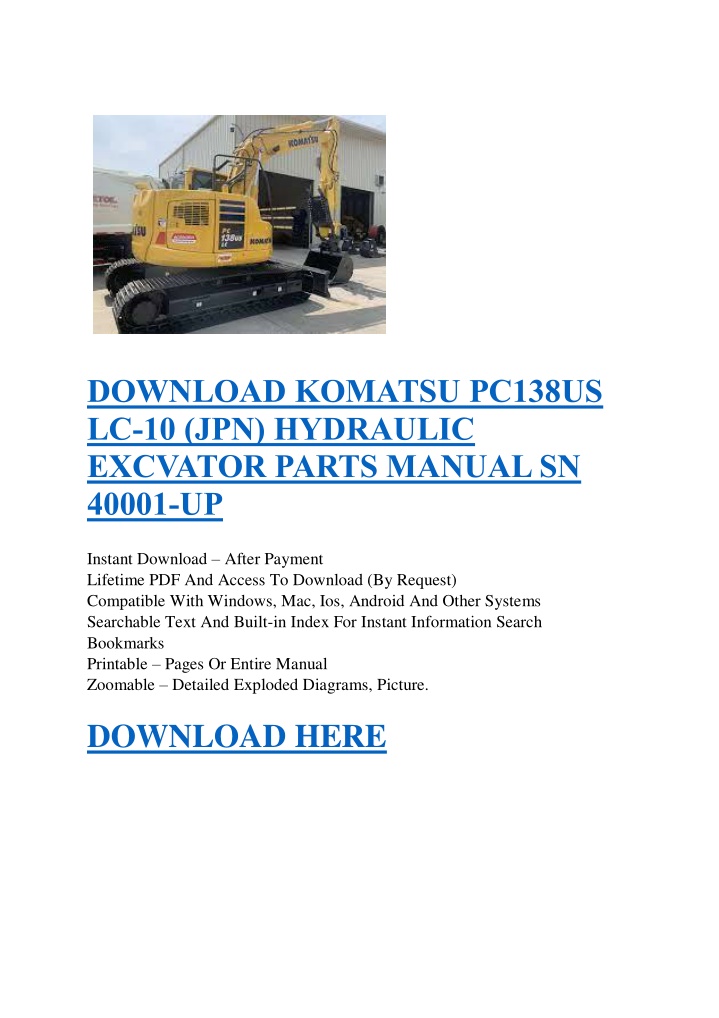 download komatsu pc138us lc 10 jpn hydraulic n.w