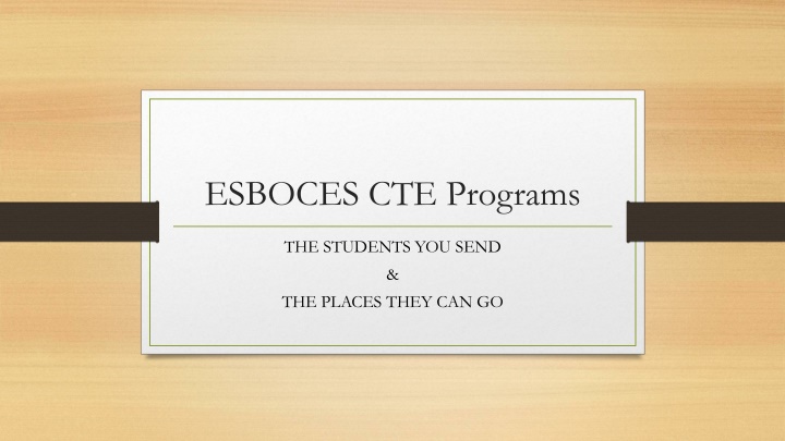 Analysis and Reporting for ESBOCES CTE Programs