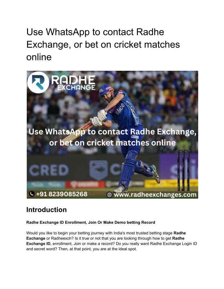use whatsapp to contact radhe exchange n.w