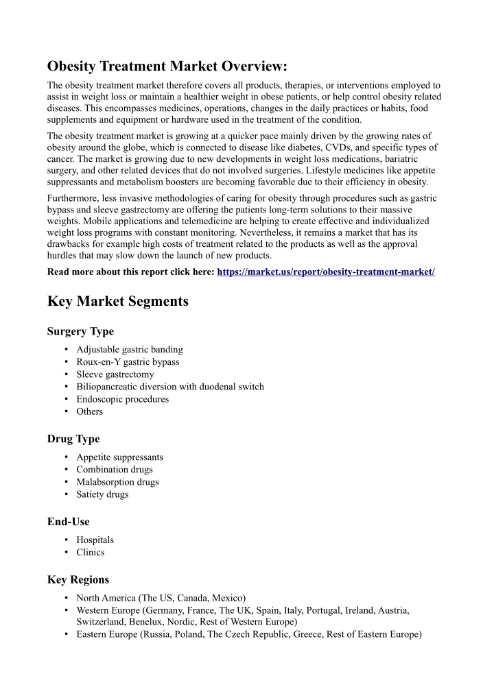 obesity treatment market overview n.w