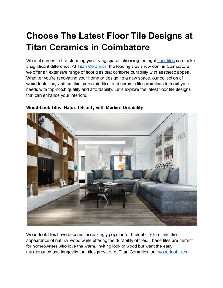 choose the latest floor tile designs at titan n.w