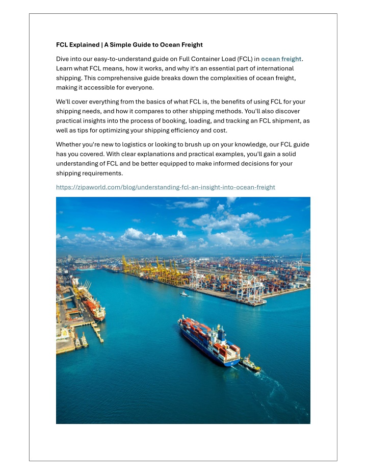 fcl explained a simple guide to ocean freight n.w