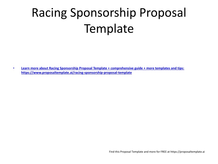 Racing Sponsorship Proposal Template Overview and Tips