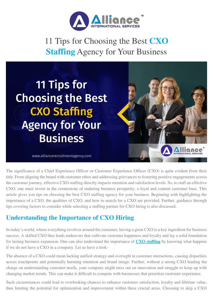 11 tips for choosing the best cxo staffing agency n.w
