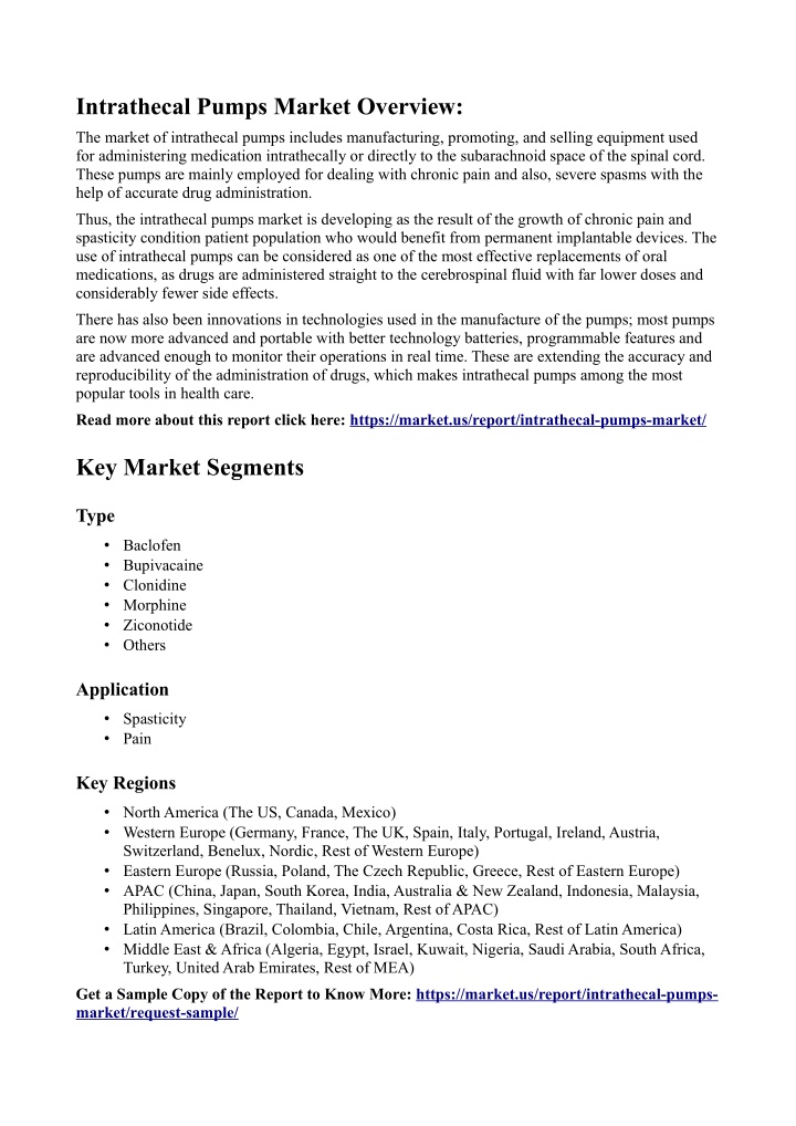 intrathecal pumps market overview n.w