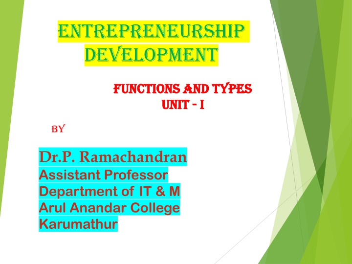 The Functions and Types of Entrepreneurship Development