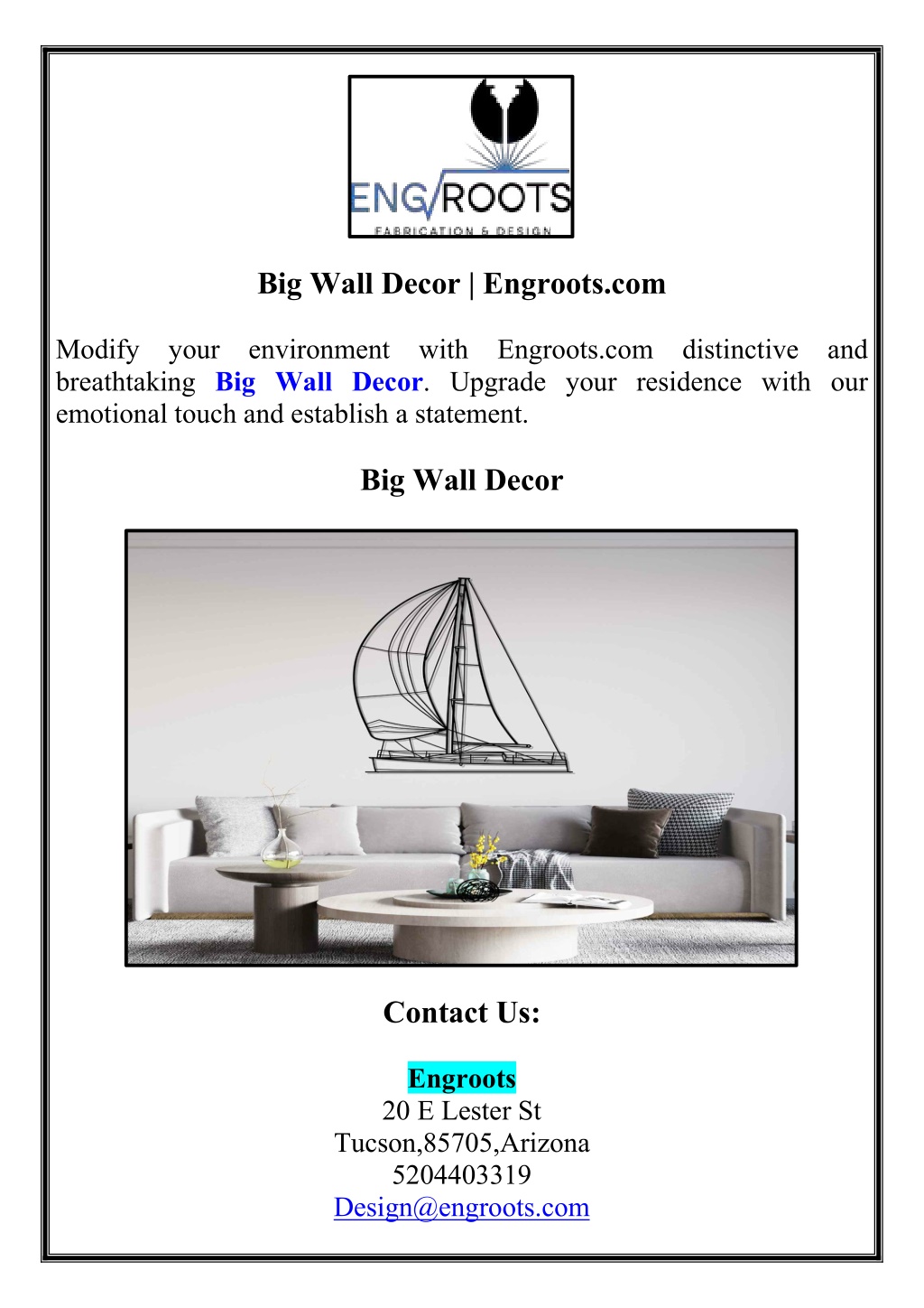 big wall decor engroots com l.w