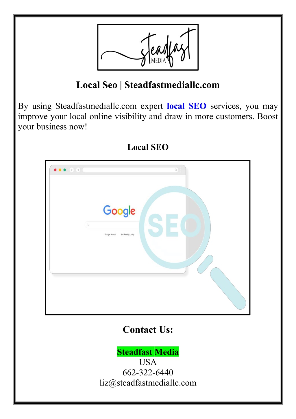 local seo steadfastmediallc com l.w