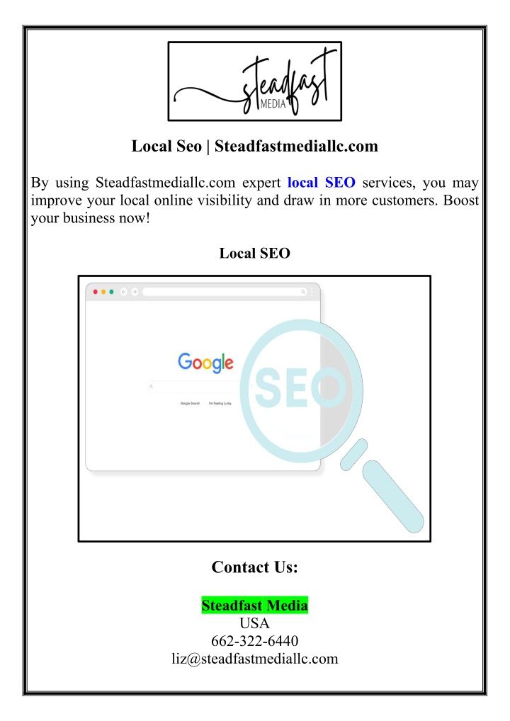 local seo steadfastmediallc com n.w