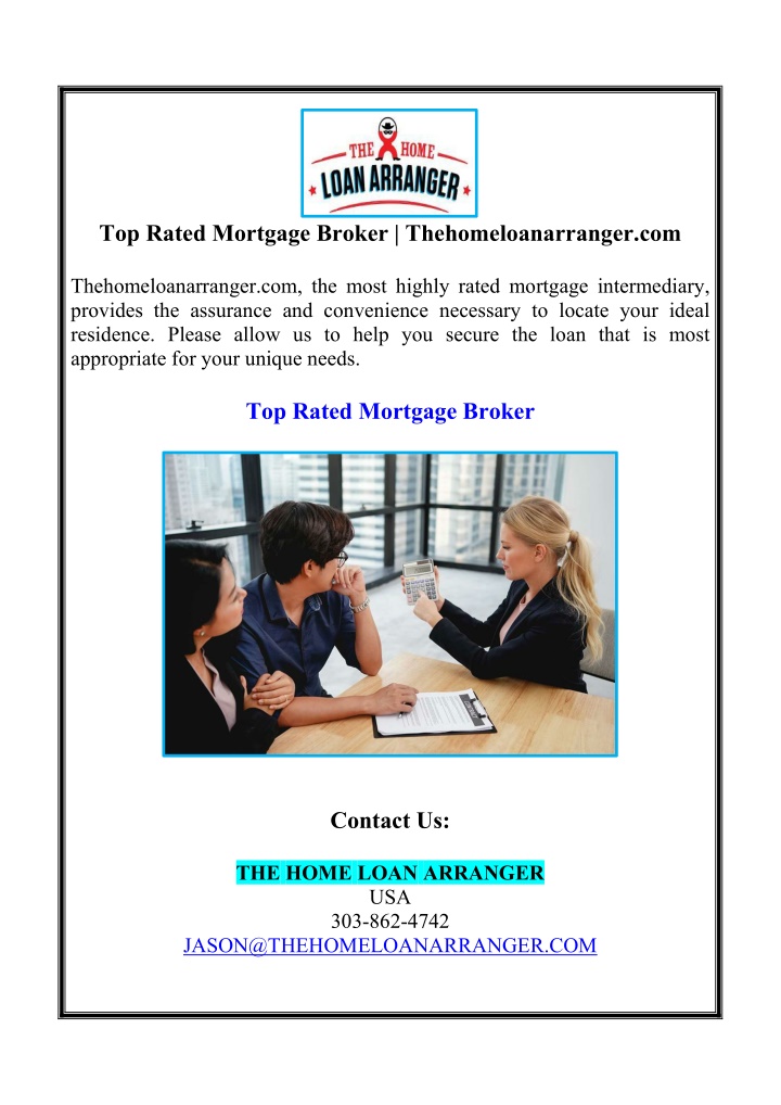 top rated mortgage broker thehomeloanarranger com n.w