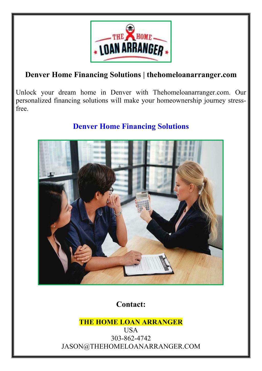 denver home financing solutions l.w