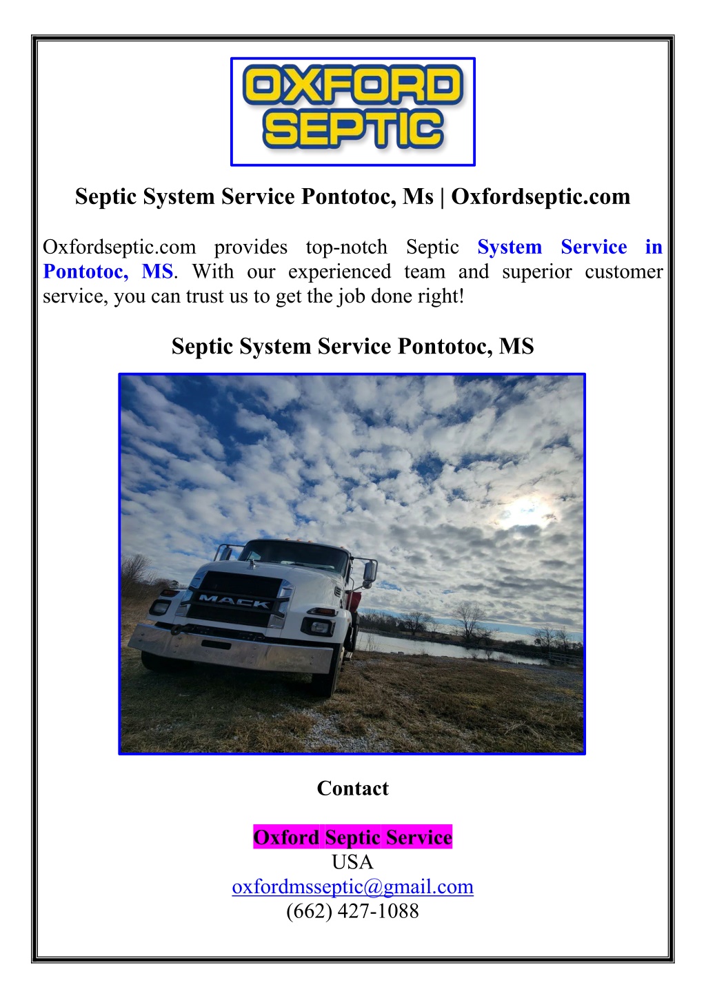 septic system service pontotoc ms oxfordseptic com l.w