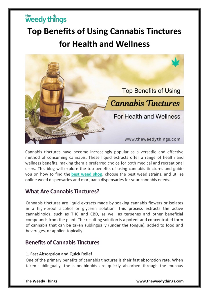 top benefits of using cannabis tinctures n.w