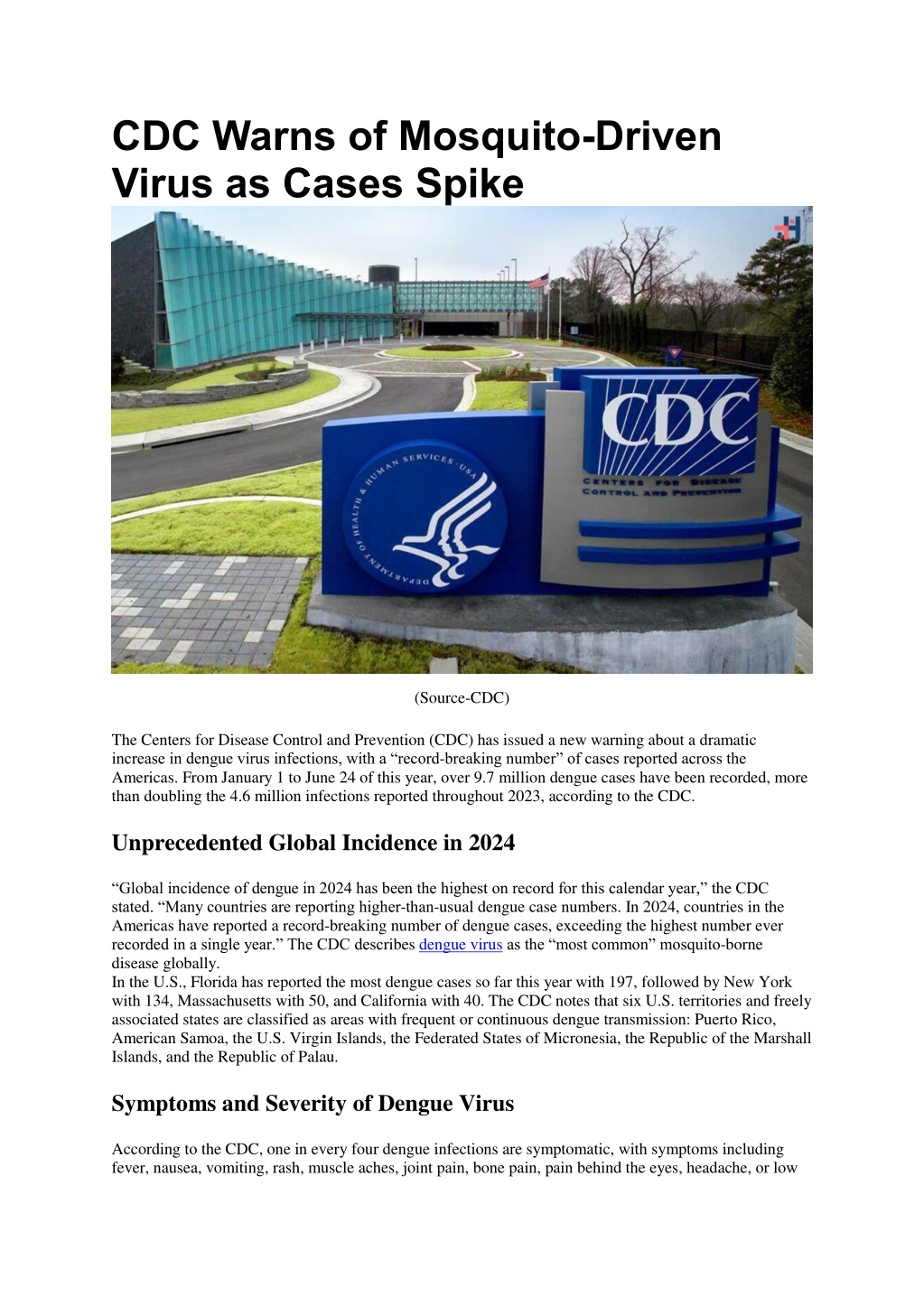 cdc warns of mosquito driven virus as cases spike l.w