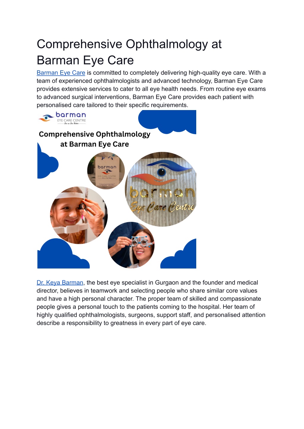 comprehensive ophthalmology at barman eye care l.w