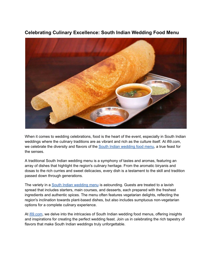 celebrating culinary excellence south indian n.w
