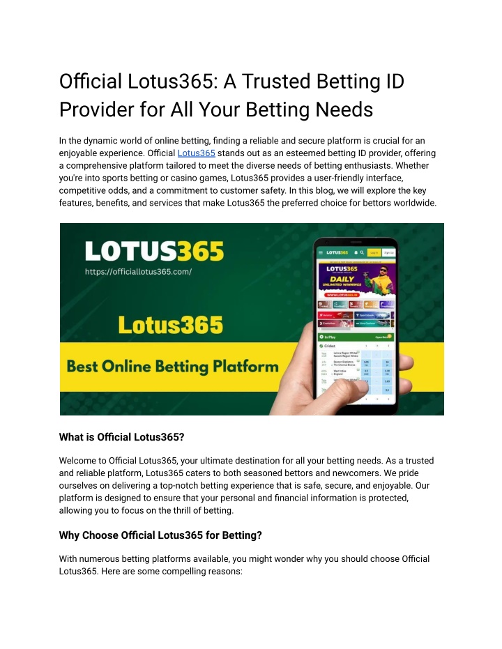 official lotus365 a trusted betting id provider n.w