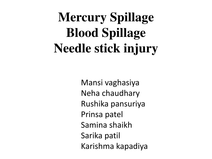 Mercury and Blood Spillage Cleanup Procedures