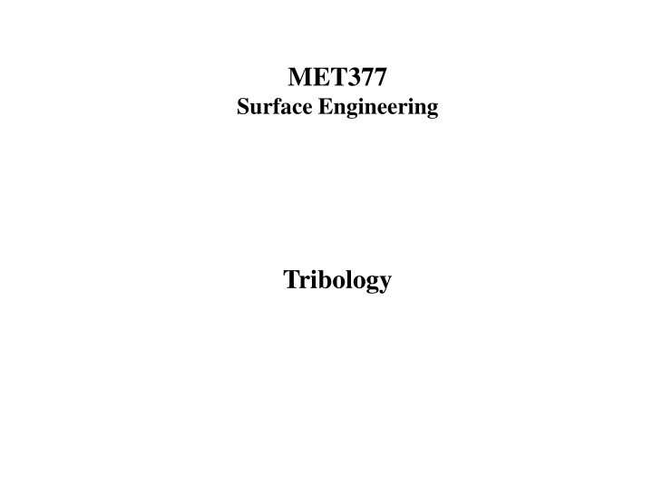 Tribology: The Science of Interacting Surfaces