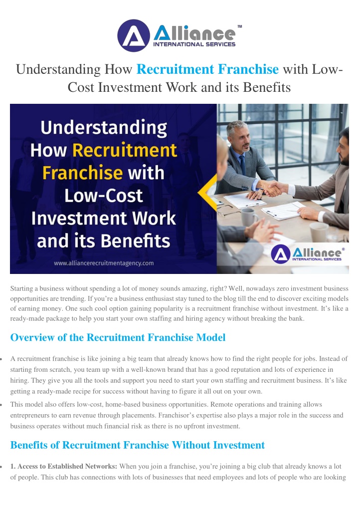 understanding how recruitment franchise with n.w