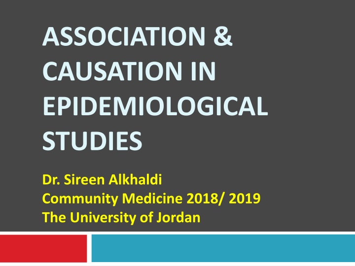 Association and Causation in Epidemiological Studies