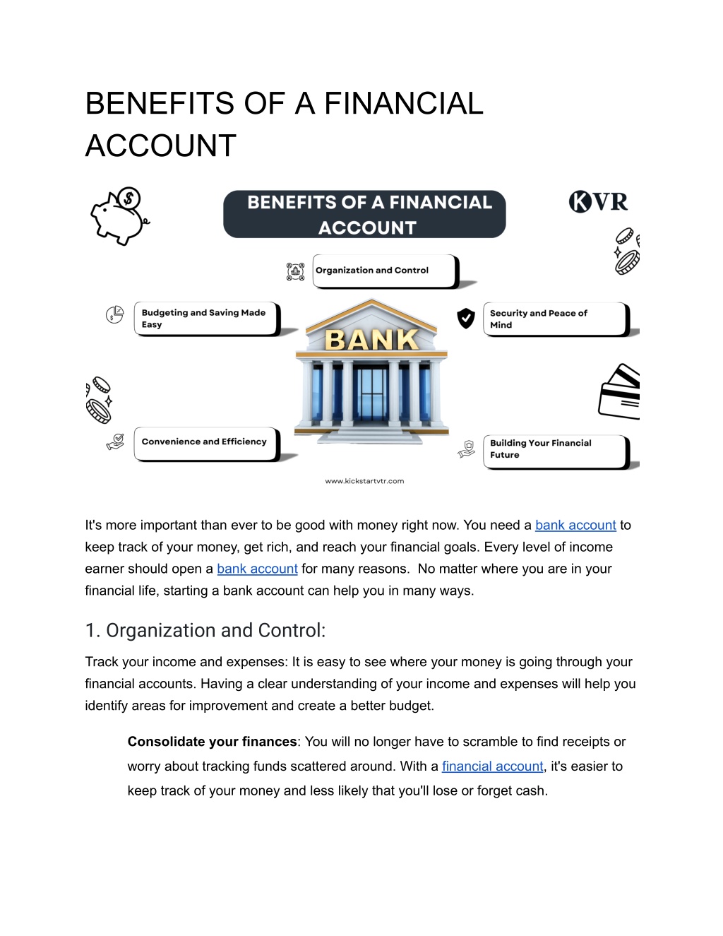 benefits of a financial account l.w