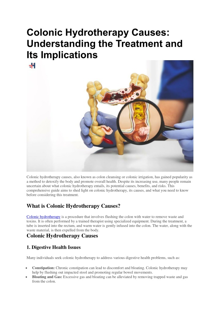 colonic hydrotherapy causes understanding n.w