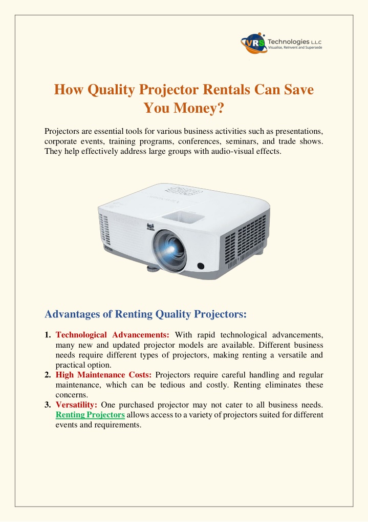 how quality projector rentals can save you money n.w