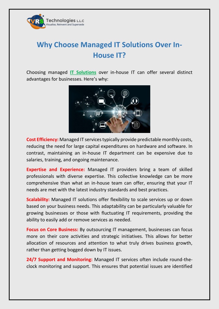 why choose managed it solutions over in house it n.w