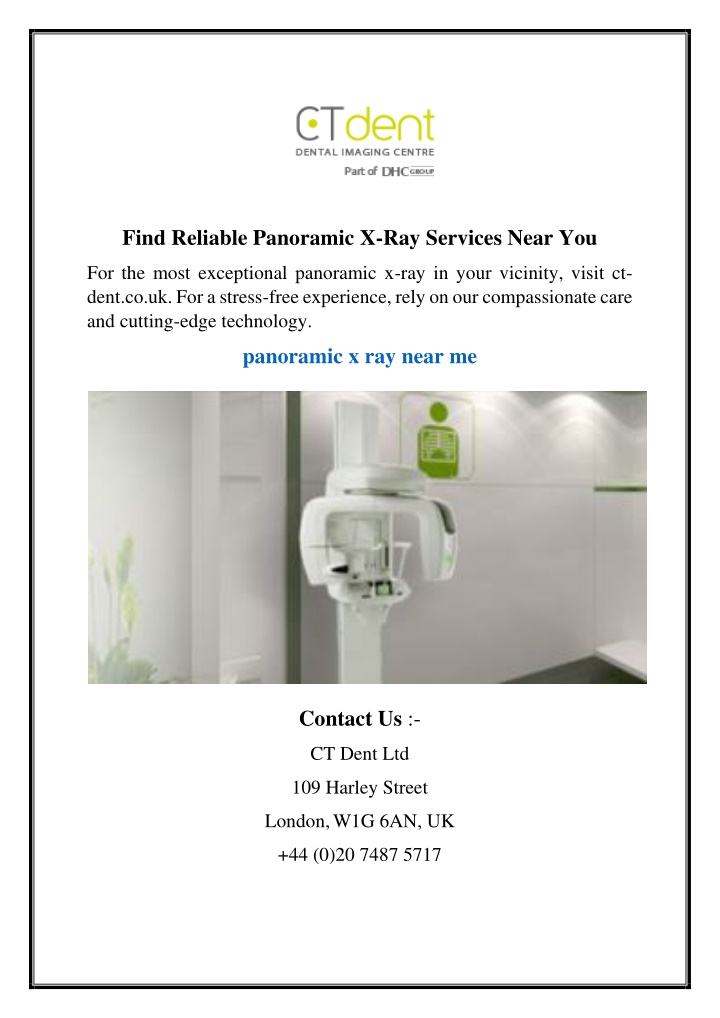 find reliable panoramic x ray services near you n.w