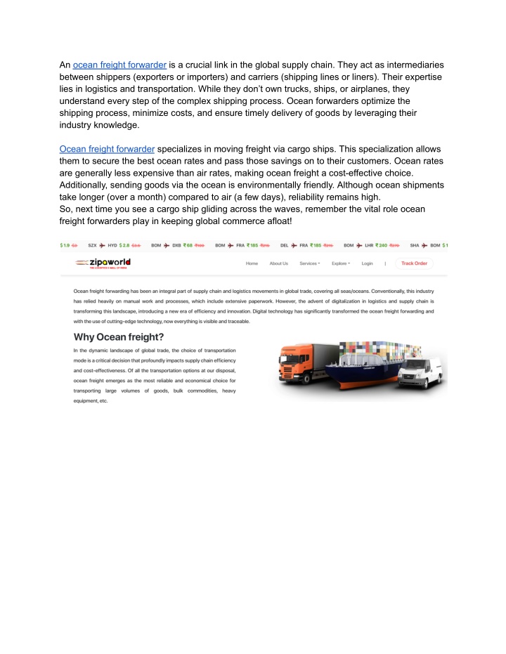 an ocean freight forwarder is a crucial link n.w