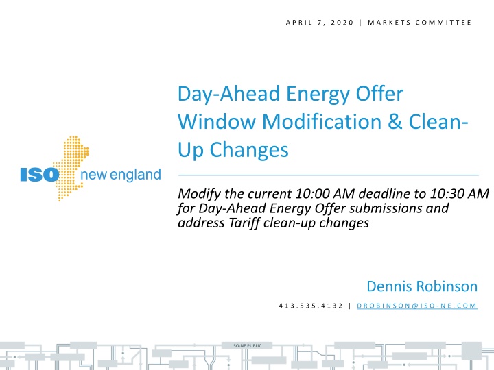 Proposed Modification of Day-Ahead Energy Offer Window Deadline