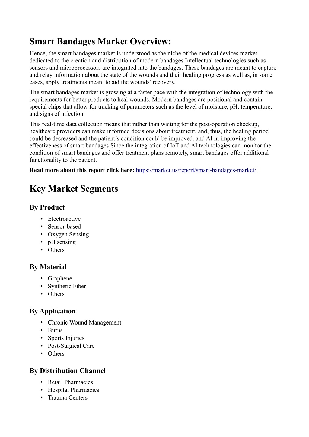 smart bandages market overview l.w