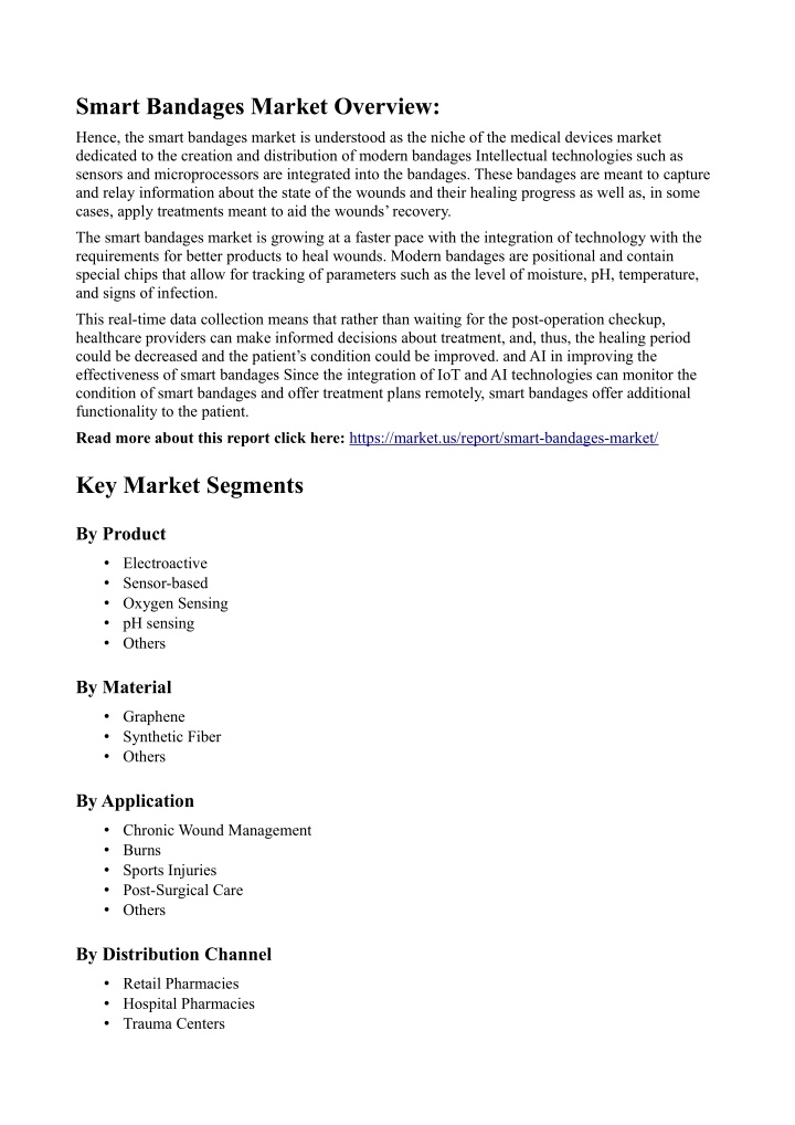 smart bandages market overview n.w