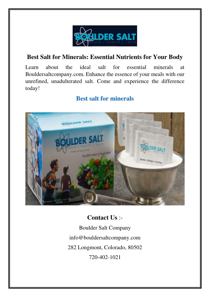 best salt for minerals essential nutrients n.w