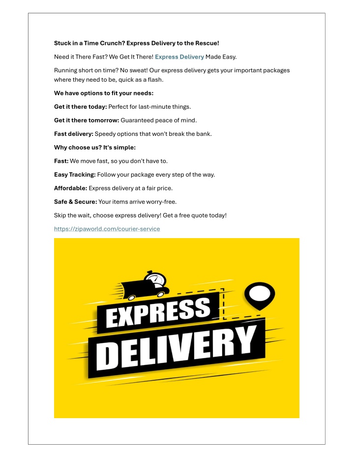 stuck in a time crunch express delivery n.w