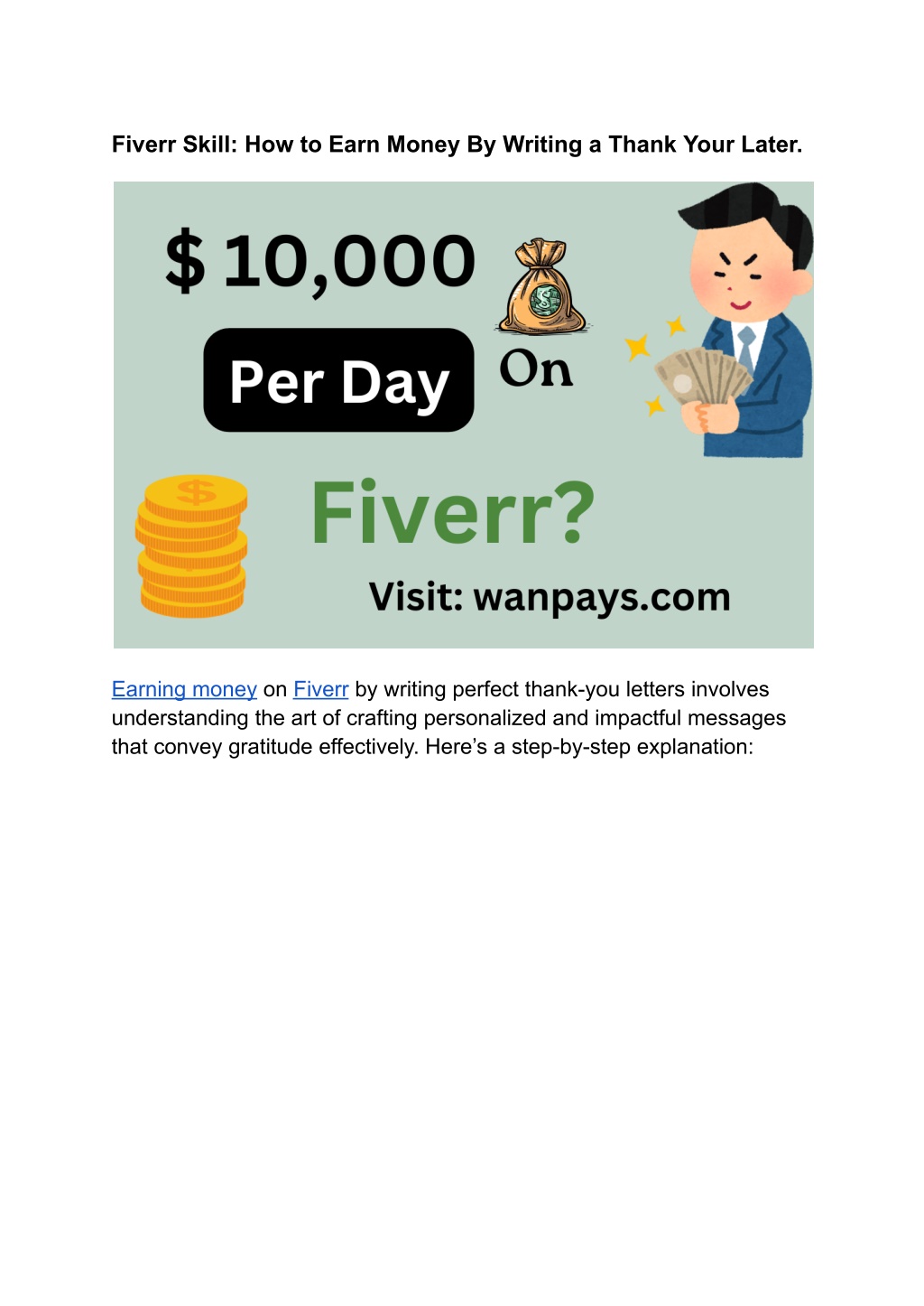 fiverr skill how to earn money by writing a thank l.w