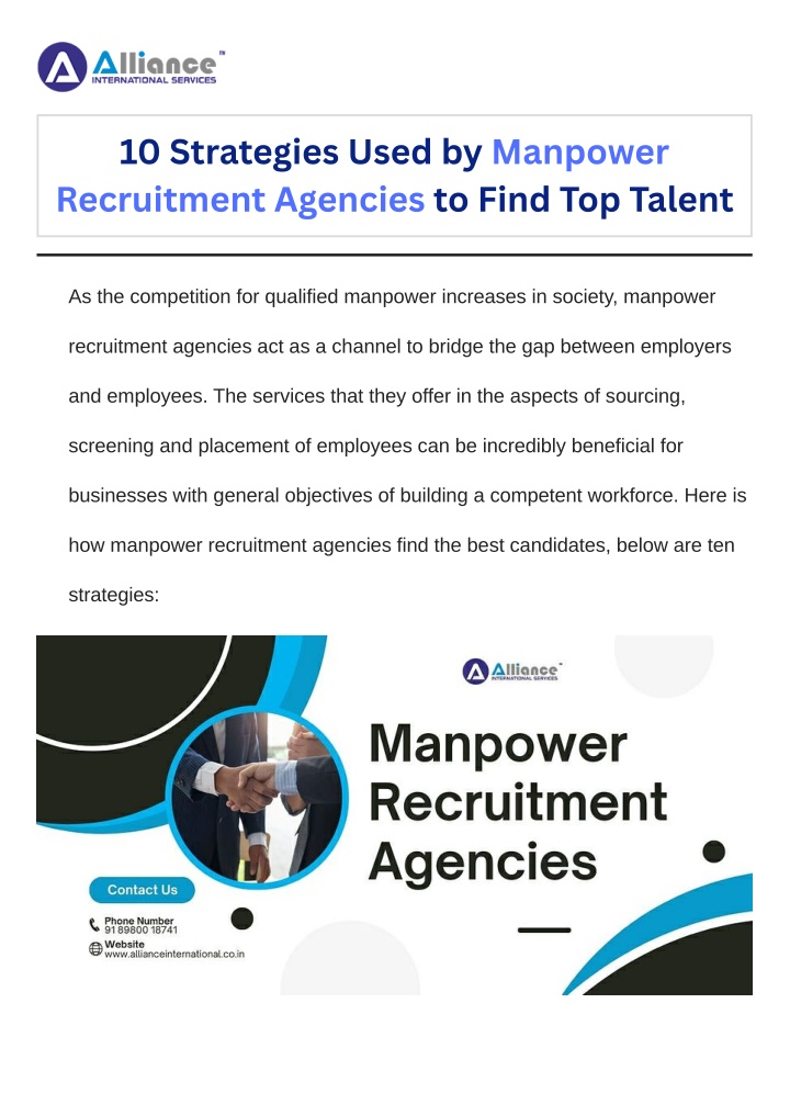 10 strategies used by manpower recruitment n.w