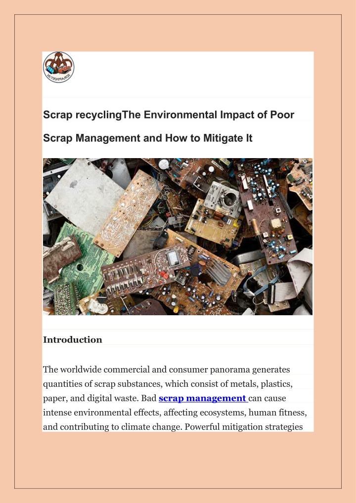 scrap recyclingthe environmental impact of poor n.w