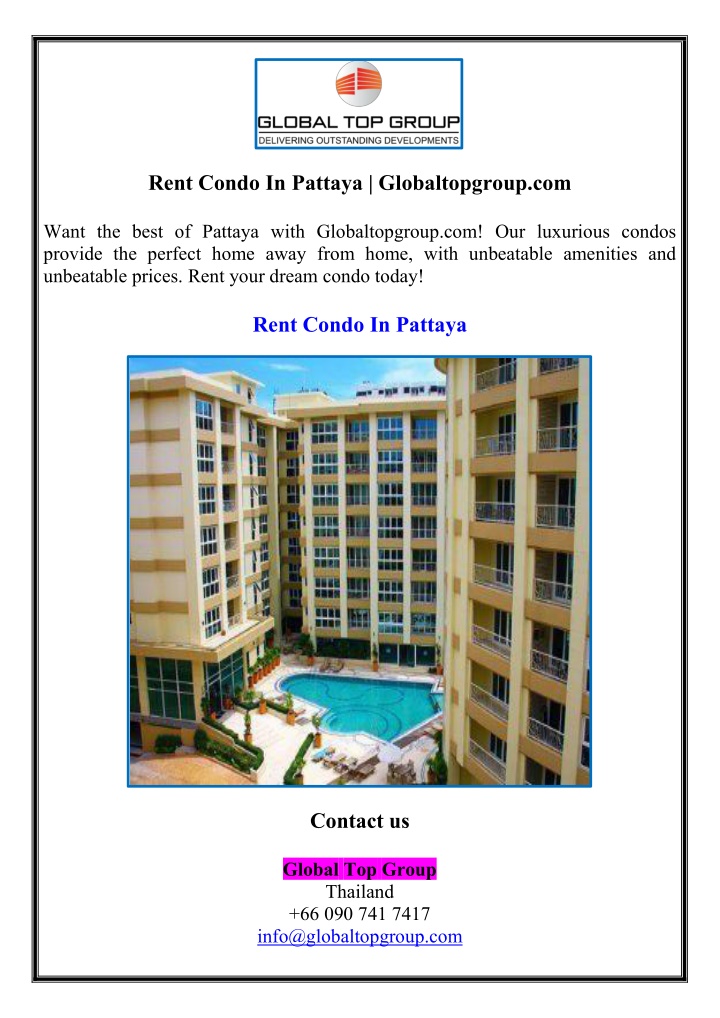 rent condo in pattaya globaltopgroup com n.w