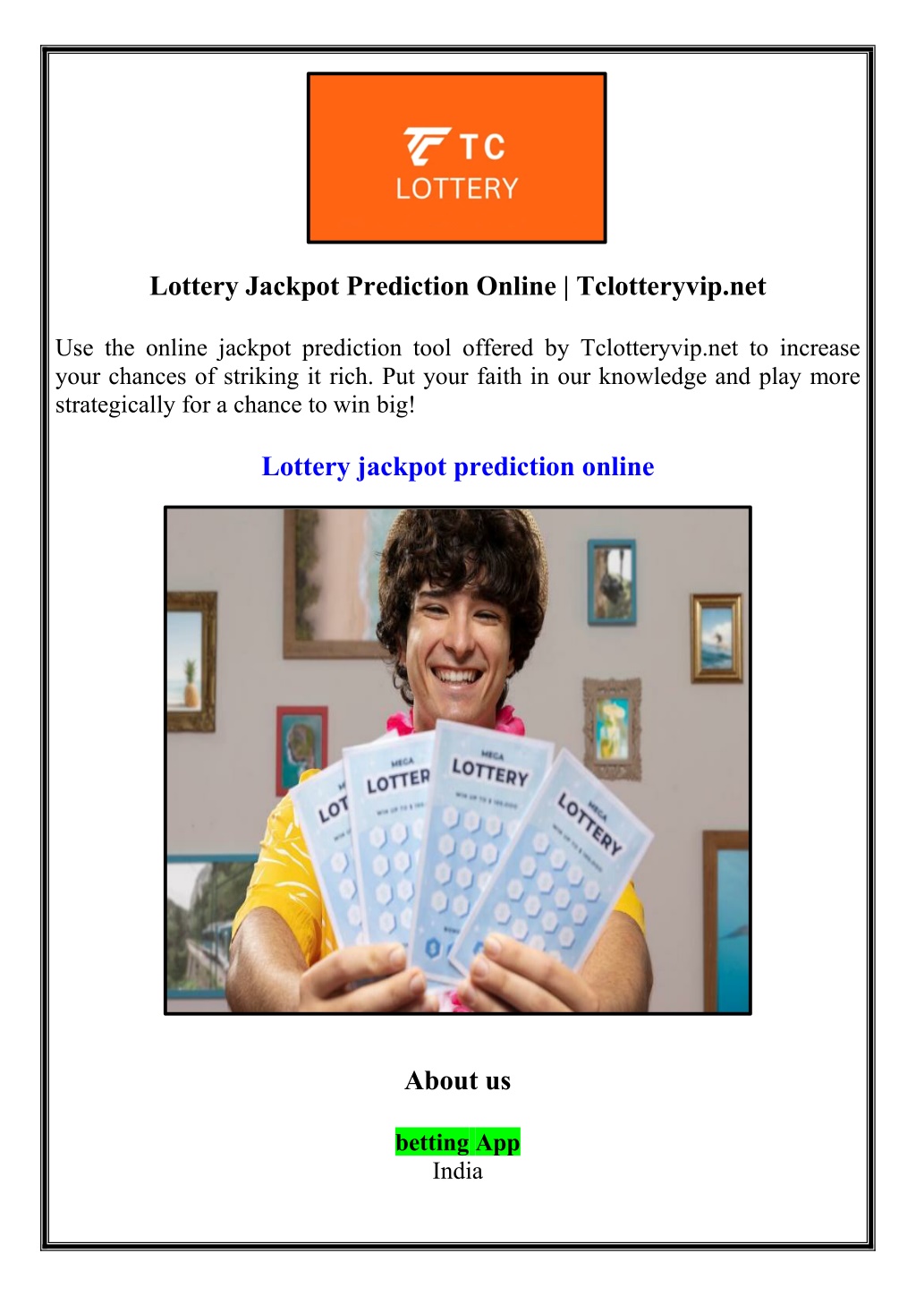 lottery jackpot prediction online tclotteryvip net l.w